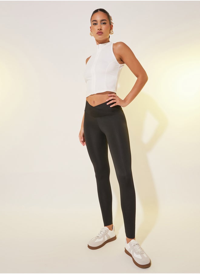 Take Two Solid Criss-Cross Waist Leggings  - Image 2