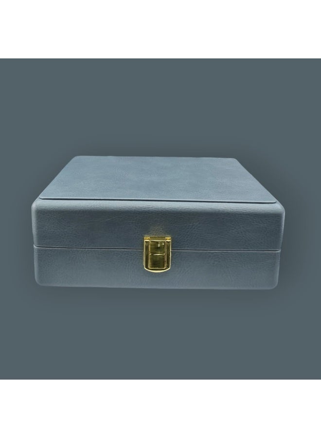 Jewellery Organizer Box for 48 Rings – Premium Light Grey Soft Leather with Suede Interior, Lockable Luxury Ring Display Case for Elegant Storage & Gifting – 22.3 × 15.3 × 8.3 cm - Image 5