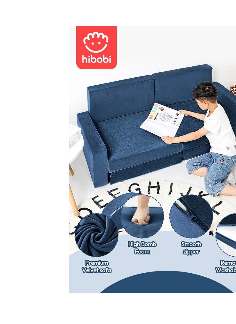 hibobi Kids' Building Block Magic Sofa - Compact Modular Couch with 14 Pieces for Creative Play and Fun, Soft and Safe, Versatile for Play and Relaxation  - Image 2