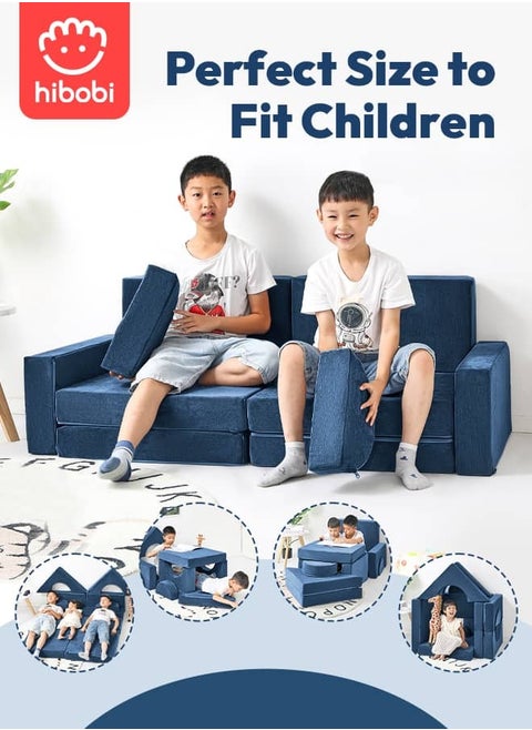 Kids' Building Block Magic Sofa - Compact Modular Couch with 14 Pieces for Creative Play and Fun, Soft and Safe, Versatile for Play and Relaxation
