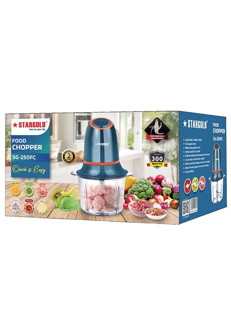 Stargold Food Chopper 1.2L Stainless Steel Blade Full Copper Motor 300W  - Image 2