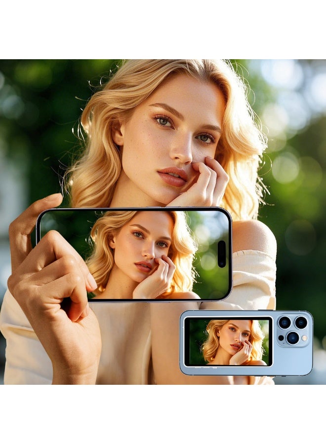 Wireless Magnetic Phone Screen Mirroring Outdoor Bluetooth Selfie Display, Real-Time Rear Camera Monitor, WiFi Projection, One-Click Rotation, Brightness Adjustment, Lightweight Portable Mobile Same Screen Device(White) - Image 5