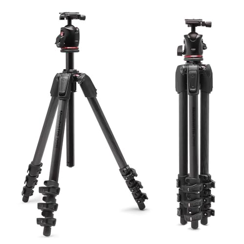Manfrotto 055XPRO AS 4Section Carbon Fiber Camera Tripod PhotoKit with XPRO Ball Head 90 Degree Column 15kg Load ArcaSwiss Plate for DSLRMirrorless Tripod for Camera Photo Shooting Support - Image 1