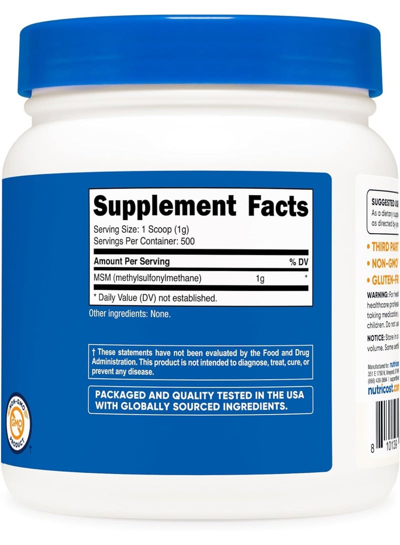Nutricost Pure MSM Powder Unflavoured 17.9 oz over 1 year supply - Image 2