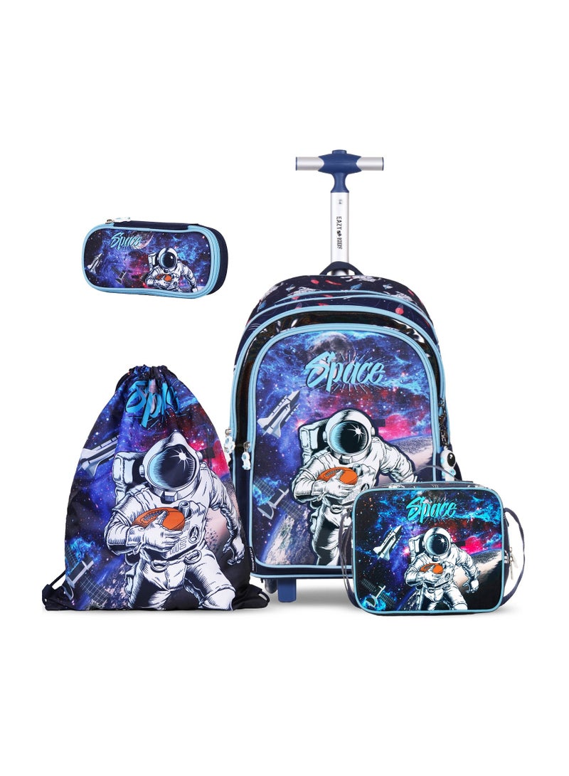 Eazy Kids Eazy Kids - Back to School - 17" Set of 4 School Bag Lunch Bag Activity Bag & Pencil Case Astronaut-Blue - Image 1