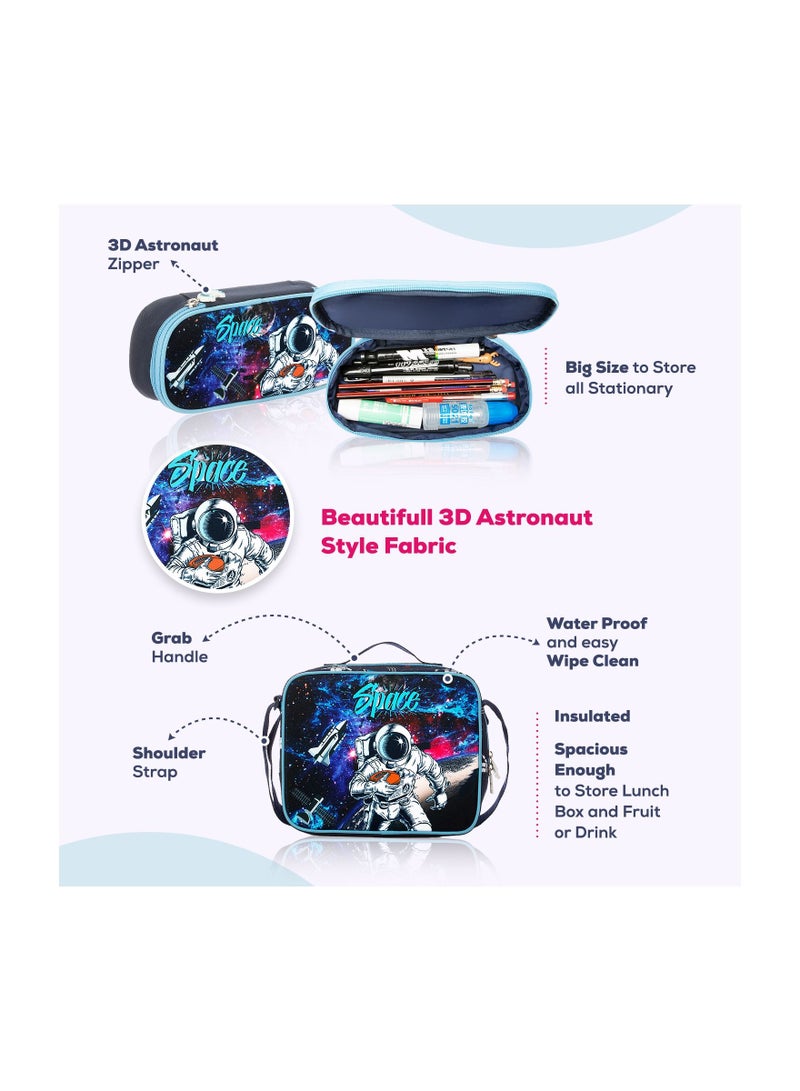Eazy Kids Eazy Kids - Back to School - 17" Set of 4 School Bag Lunch Bag Activity Bag & Pencil Case Astronaut-Blue - Image 5