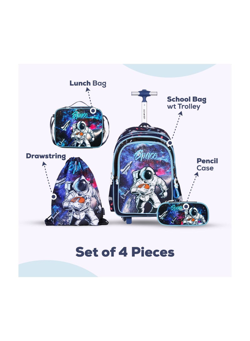 Eazy Kids Eazy Kids - Back to School - 17" Set of 4 School Bag Lunch Bag Activity Bag & Pencil Case Astronaut-Blue - Image 2