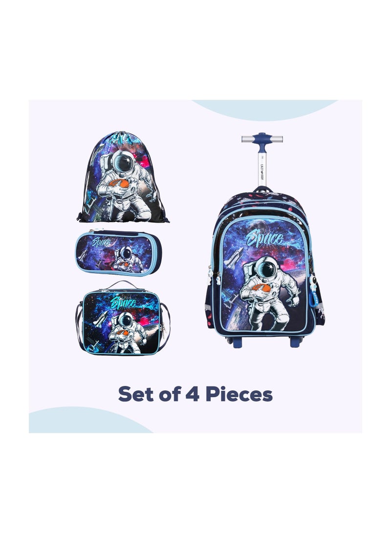Eazy Kids Eazy Kids - Back to School - 17" Set of 4 School Bag Lunch Bag Activity Bag & Pencil Case Astronaut-Blue - Image 3