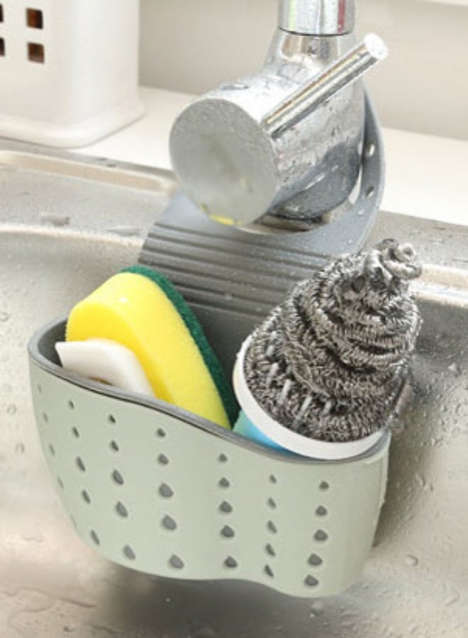 رف حوض المطبخ، رف حوض المطبخ، سلة تخزين الحوض، حامل رف تصريف إسفنجة الصابون - Image 2