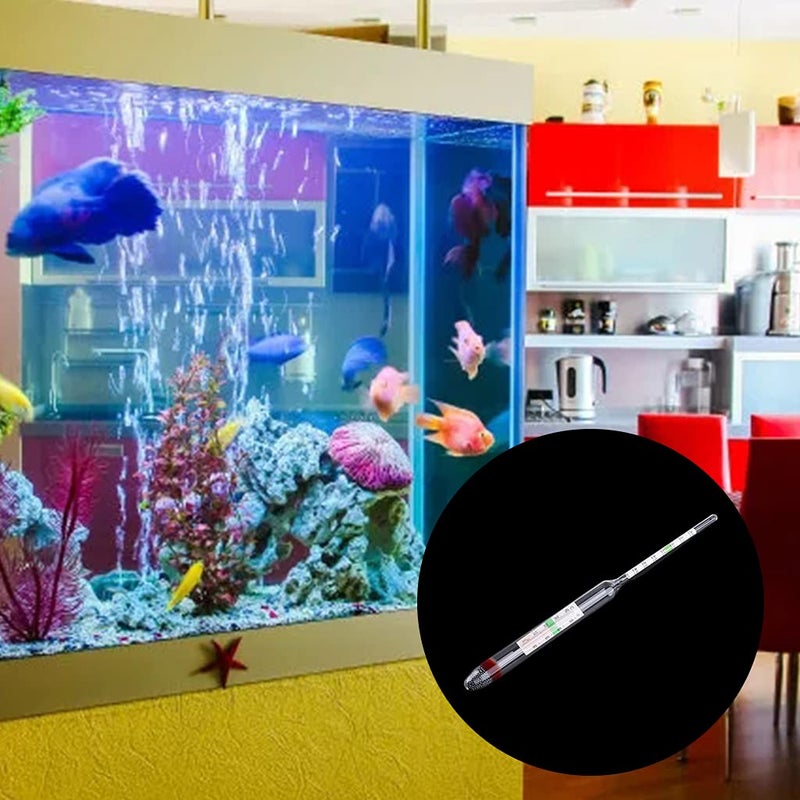 Aquariums Glass Floating Hydrometer with Thermometers 1.000-1.060 for Saltwater Marine FishTanks 7.87in Length Aquariums Light Thermometers Supplies - Image 2