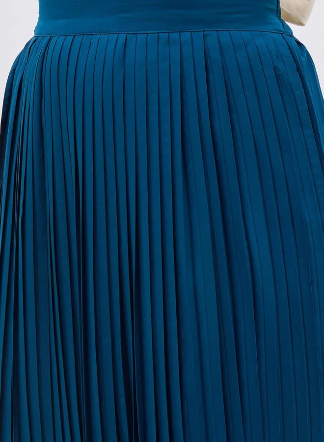 Styli Styli Pleated Flared Maxi Skirt