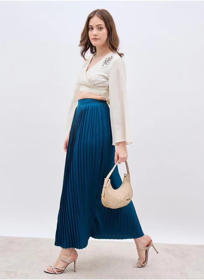 ستايلي Styli Pleated Flared Maxi Skirt
