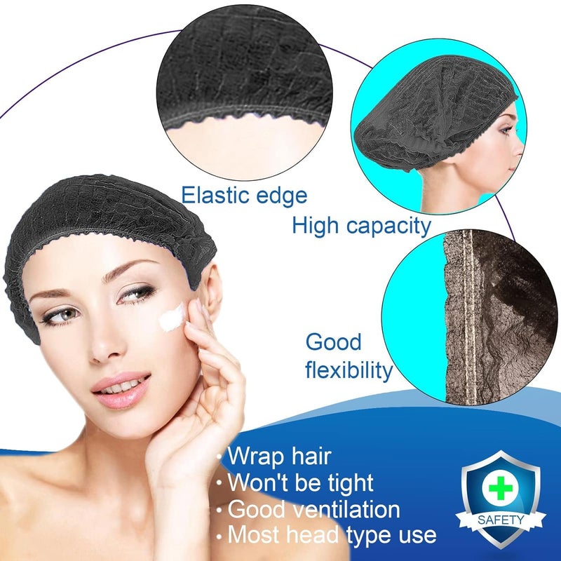 Smilco Disposable Bouffant Caps 100pcs,24inches Hair Net, Elastic Dust Cap for Food Service,Salon,Spa,Kitchen Head Cover (Black) - Image 3