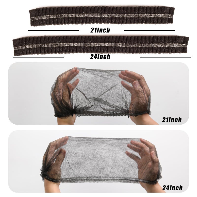 Smilco Disposable Bouffant Caps 100pcs,24inches Hair Net, Elastic Dust Cap for Food Service,Salon,Spa,Kitchen Head Cover (Black) - Image 2