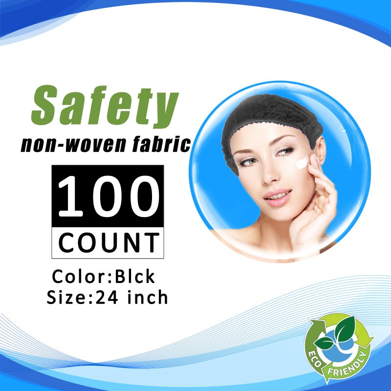 Smilco Disposable Bouffant Caps 100pcs,24inches Hair Net, Elastic Dust Cap for Food Service,Salon,Spa,Kitchen Head Cover (Black) - Image 5