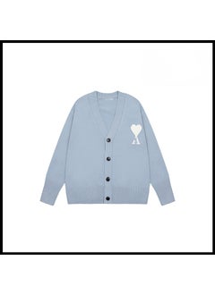 Trendy Brand Love Knit Cardigan Oversized V-Neck Sweater Haze blue [2105v collar cardigan style]