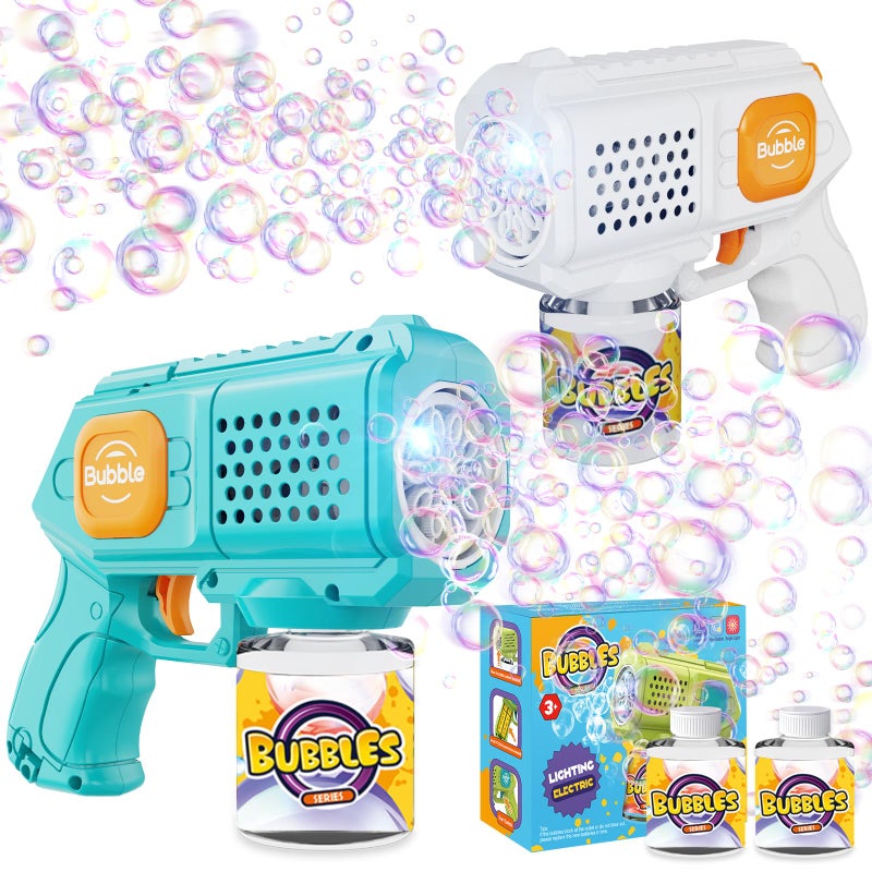 P PANACARE 2 Packs Bubble Gun for Kids Automatic bubbele Maker with 10 HolesLighting10000BubblesMin Portable Bubble Machine with Bubble Solution Best Toy Gifts for BirthdayPartyWedding White and Blue - Image 3