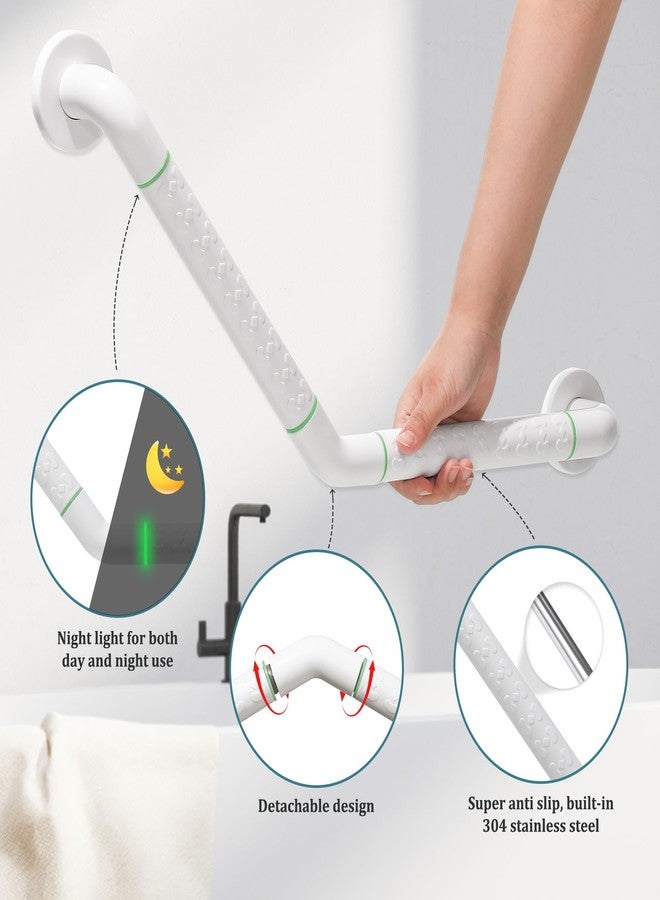 JFMkaer 135° Bath Grab Rails with Anti-Slip Grip and Safety Luminous Circles, Stainless Steel Bath Handle,Shower Wall Grip Handle Towel Rail. - Image 3