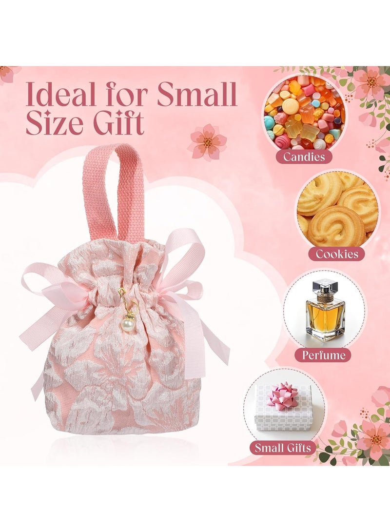 عام **8 أكياس هدايا زهرية صغيرة، أكياس قماشية وردية بمقابض، حقائب صغيرة بأربطة (للهدايا الصغيرة في حفلات الشاي)، حفلات الأطفال، حفلات العروس، أعياد الميلاد، والزفاف.** - Image 4