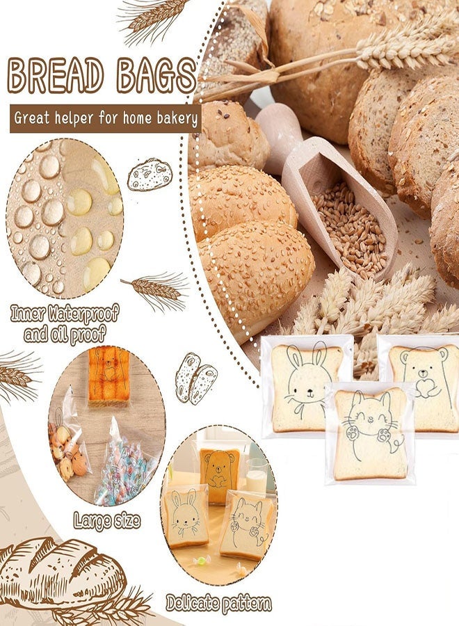 100 قطعة من أكياس تغليف الخبز، وأكياس البسكويت، وأكياس الحلوى ذاتية اللصق، وأكياس شفافة للبسكويت والمعجنات والمجوهرات والصابون والهدايا (14 × 14 سم) - Image 3