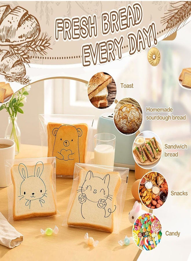 100 قطعة من أكياس تغليف الخبز، وأكياس البسكويت، وأكياس الحلوى ذاتية اللصق، وأكياس شفافة للبسكويت والمعجنات والمجوهرات والصابون والهدايا (14 × 14 سم) - Image 4