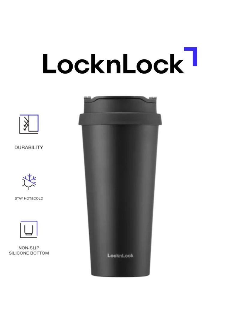LOCK & LOCK LocknLock 540ml Clip Tumbler in Black - Stainless Steel, Double-Vacuum Insulation, Non-Slip Pad, Convenient Cap  - Image 1