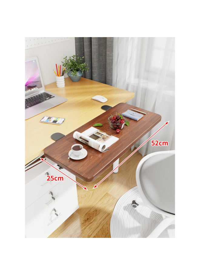Desktop Extension Hand Support Computer Desk Desk Side Table Board Bracket Keyboard Dormitory Station Board Widened Folding Extension-Pattern:Black Bracket + Walnut Board 52*25*1.2  - Image 1