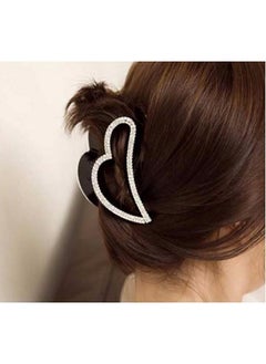 Fodattm Women Elegant Hollow Heart Rhinestone Crystal Hair Clip Jaw Clip Lady Large Hairpin Hair Claw Hair Accessories (Black)  - Image 2