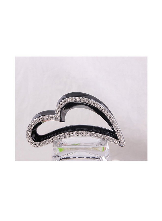Fodattm Women Elegant Hollow Heart Rhinestone Crystal Hair Clip Jaw Clip Lady Large Hairpin Hair Claw Hair Accessories (Black) - Image 4