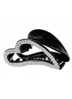Fodattm Women Elegant Hollow Heart Rhinestone Crystal Hair Clip Jaw Clip Lady Large Hairpin Hair Claw Hair Accessories (Black)  - Image 1