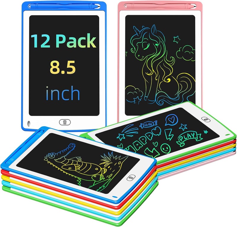 TQU Party Favor LCD Writing Tablet for Kids, 8.5 Inch Colorful Doodle Board Drawing Tablet, Educational Learning Toys Birthday Gifts for Boys Girls Age 3 4 5 6 7 8 (12 Pack) - Image 1