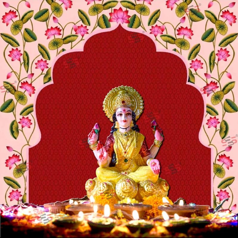 S2S قماش خلفية وردة وردية قوسية لتزيين البوجا التقليدية، قماش تزيين خلفية | قماش ستارة للمهرجانات والفعاليات والمناسبات - (5 × 5 قدم) - Image 3