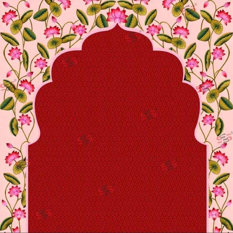 S2S قماش خلفية وردة وردية قوسية لتزيين البوجا التقليدية، قماش تزيين خلفية | قماش ستارة للمهرجانات والفعاليات والمناسبات - (5 × 5 قدم) - Image 2