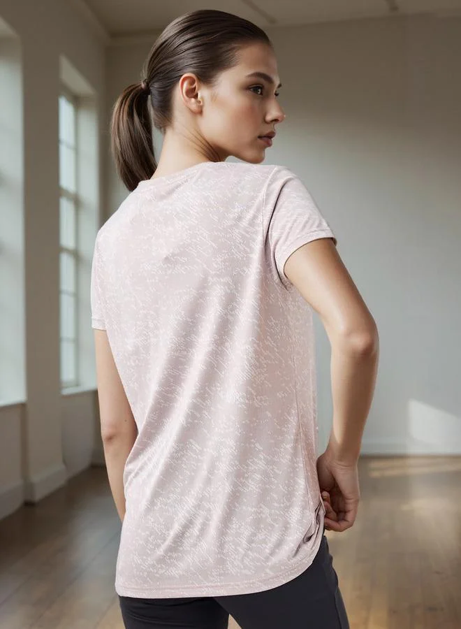 Splash Active  Jacquard Textured Round Neck T-shirt with Short Sleeves for Women | Best Price UAE