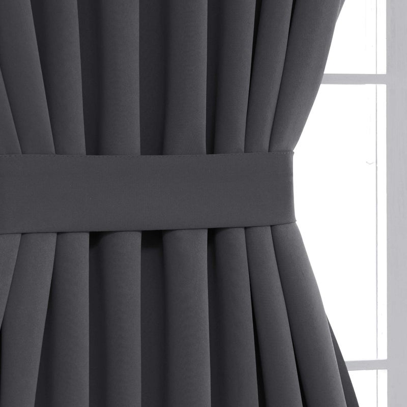 Deconovo Blackout Door Curtain for Glass Doors & Sidelights, Thermal Insulated Privacy Panel with Dual Rod Pockets & Adjustable Tieback, Machineâ€‘Washable Curtain (54W x 40L, Dark Grey, 1 Panel) - Image 5