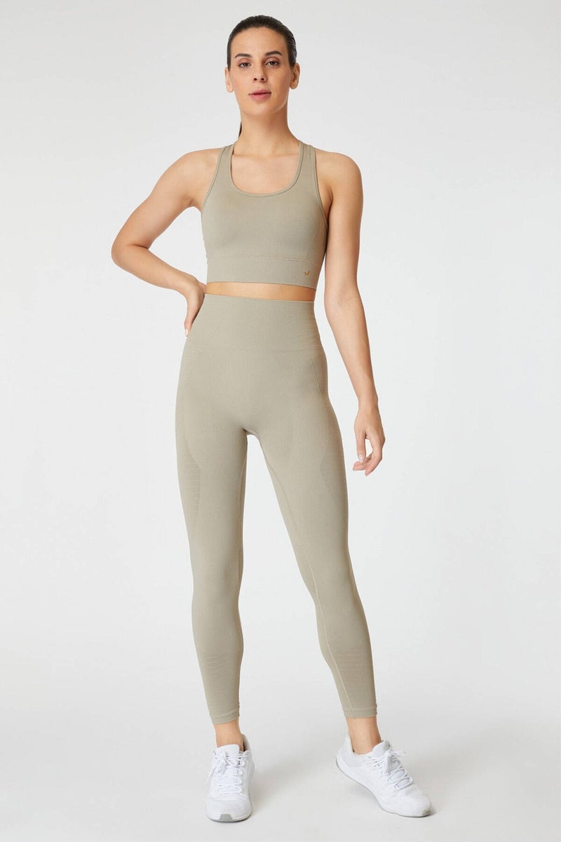 Jerf Gela High Waist, Flexible and Gathering Sports Leggings Khaki  - Image 2