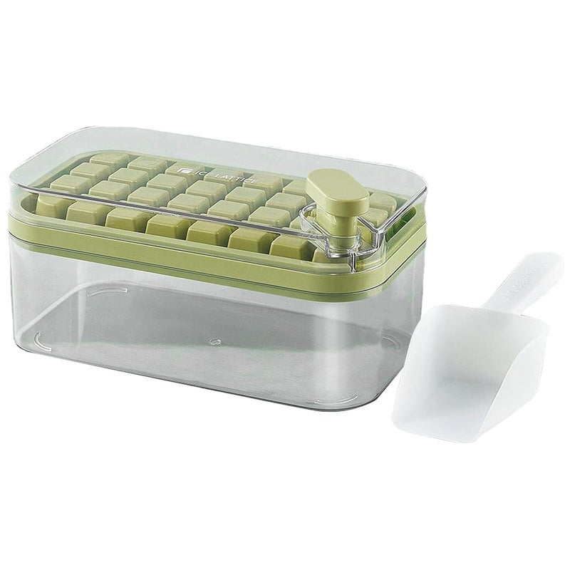 XIBO Ice Cube Tray for Freezer Ice Lattice Ice Cube Maker with Lid 2in1 Ice Storage Box Press Type 32 Pcs Ice Cube Mold Silicone Tray Bar Kitchen Tool with Free Ice Shovel - Image 1