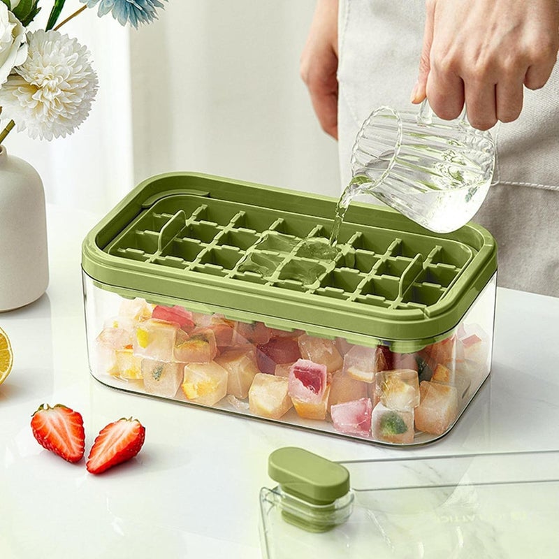 XIBO Ice Cube Tray for Freezer Ice Lattice Ice Cube Maker with Lid 2in1 Ice Storage Box Press Type 32 Pcs Ice Cube Mold Silicone Tray Bar Kitchen Tool with Free Ice Shovel - Image 5