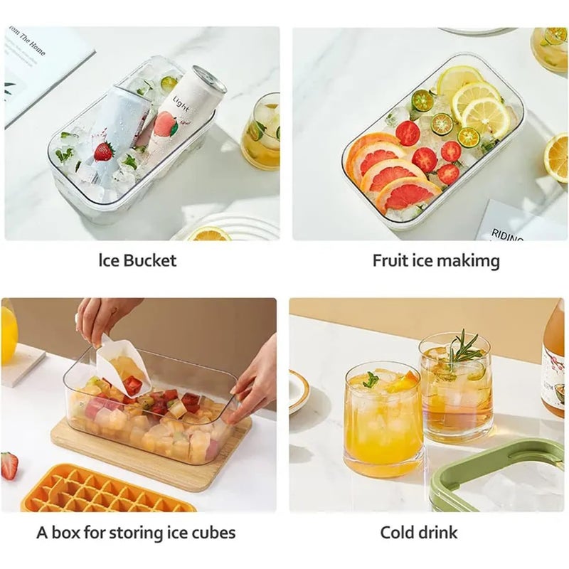 XIBO Ice Cube Tray for Freezer Ice Lattice Ice Cube Maker with Lid 2in1 Ice Storage Box Press Type 32 Pcs Ice Cube Mold Silicone Tray Bar Kitchen Tool with Free Ice Shovel - Image 4
