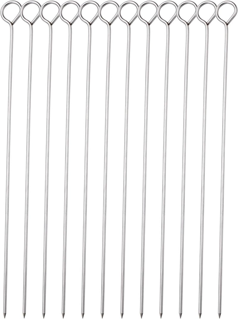 HONSHEN 10 Inch Metal Barbecue Skewers, Stainless Steel BBQ Skewers, Shish Kebab Kabob Skewers 12 Pcs - Image 1