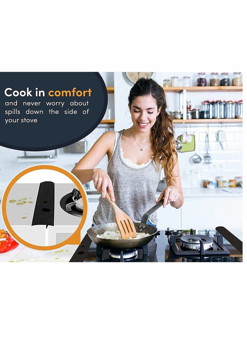 نيبمينينت Showay Silicone Stove Gap Covers (2 Pack), Heat Resistant Oven Filler Seals Gaps Between Stovetop and Counter, Easy to Clean (25“) - Image 2