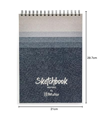 Kitabby - Sketchbook Series - A4 Size (Medium) - Wire-O Bound Sketch Book - Micro-Perforations for Easy Tear Off - 50 Sheets - 160gsm Anti-Ageing, Acid Free, Archival Grade Fine Grain Paper - (Grey) - Image 5
