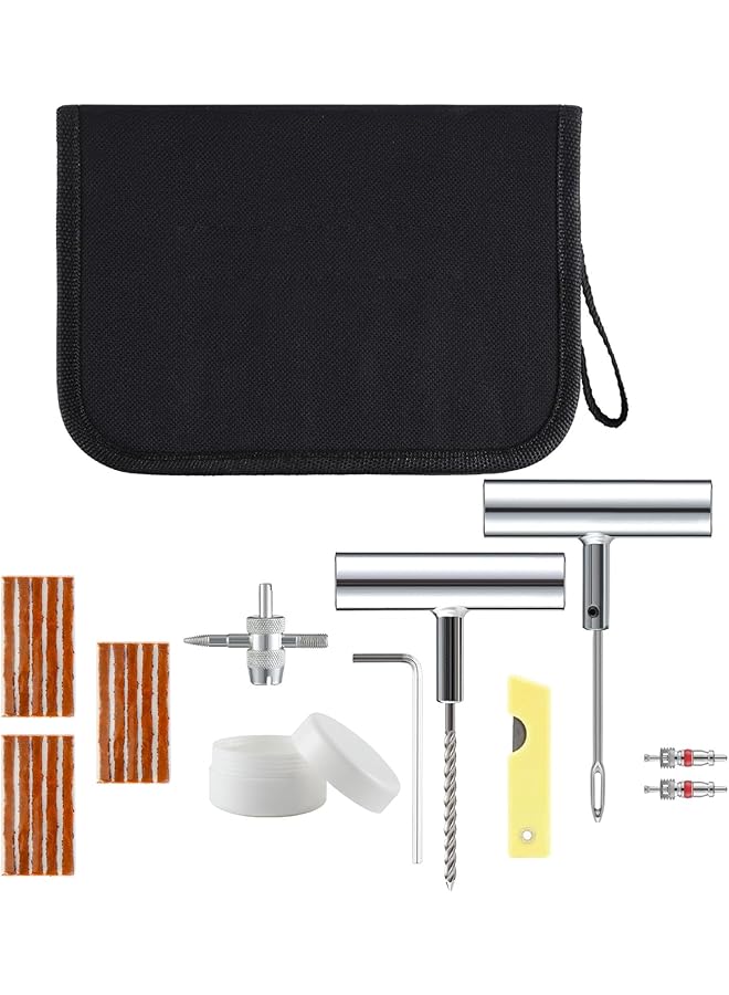 طقم إصلاح الإطارات، طقم إصلاح ثقوب الإطارات لإصلاح ثقب الإطار المسطح، أداة سدادة الإطارات للسيارة والدراجة النارية والدراجات الرباعية والجيب والشاحنات - 24 قطعة - Image 1