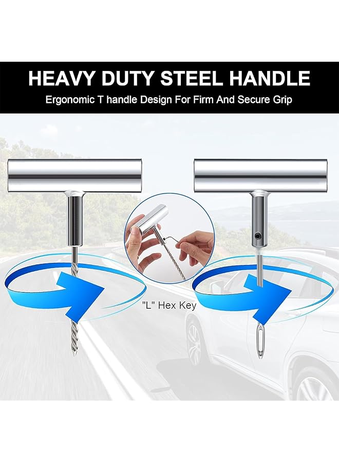 طقم إصلاح الإطارات، طقم إصلاح ثقوب الإطارات لإصلاح ثقب الإطار المسطح، أداة سدادة الإطارات للسيارة والدراجة النارية والدراجات الرباعية والجيب والشاحنات - 24 قطعة - Image 4