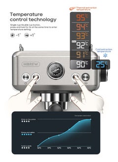 HiBREW Hibrew Espresso Coffee Machine 1350w 1.8L Water Tank Cappuccino Coffee Maker Stainless Steel H10A  - Image 2