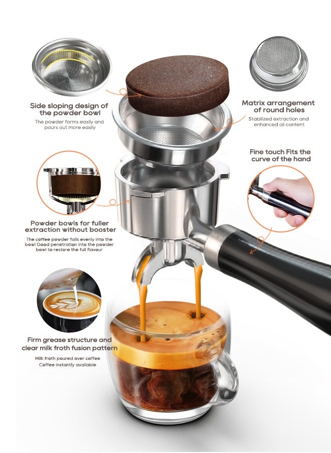 HiBREW - Hibrew Espresso Coffee Machine 1350w 1.8L Water Tank Cappuccino Coffee Maker Stainless Steel H10A - Image 1