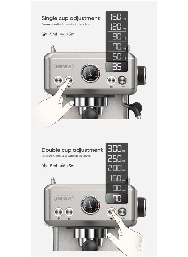 HiBREW - Hibrew Espresso Coffee Machine 1350w 1.8L Water Tank Cappuccino Coffee Maker Stainless Steel H10A - Image 1
