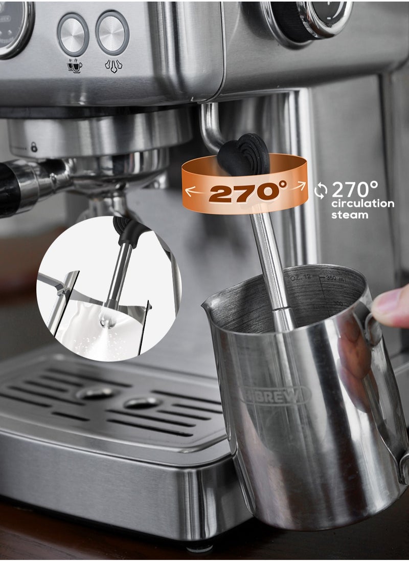 HiBREW - Hibrew Espresso Coffee Machine 1350w 1.8L Water Tank Cappuccino Coffee Maker Stainless Steel H10A - Image 1