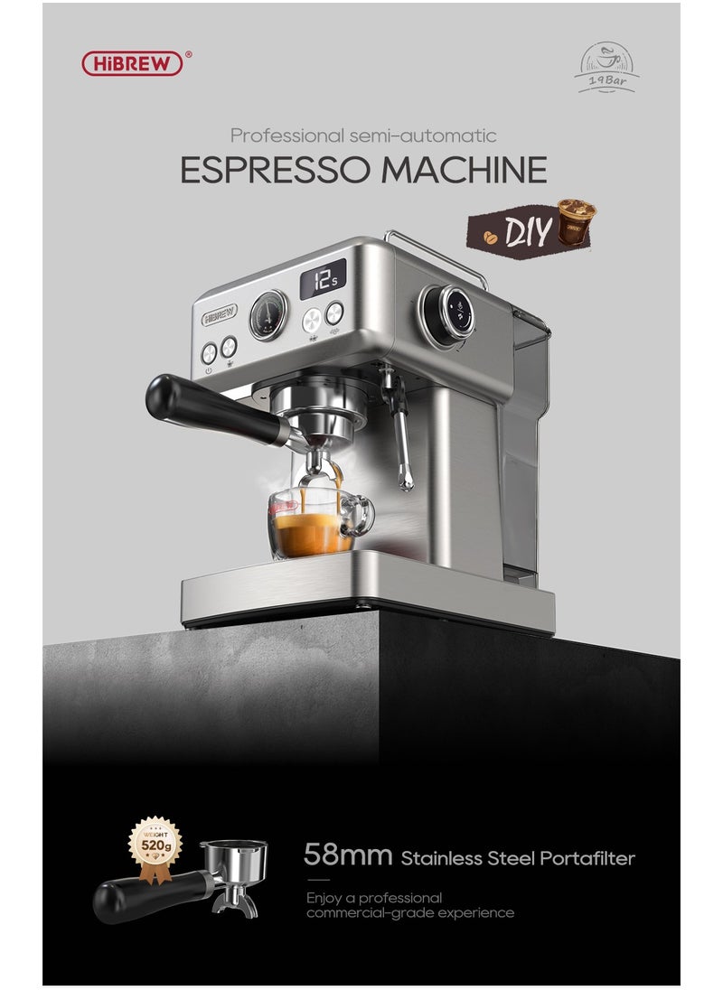 HiBREW - Hibrew Espresso Coffee Machine 1350w 1.8L Water Tank Cappuccino Coffee Maker Stainless Steel H10A - Image 1