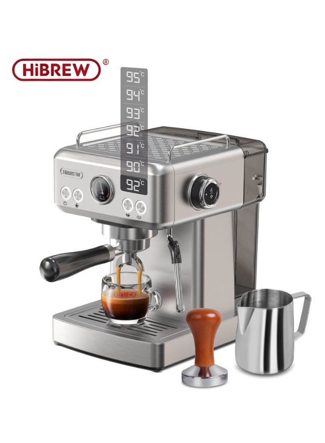 Hibrew 20 Bar Espresso semi Coffee Machine | Cappuccino, Latte Macchiato With Milk Frother | Thermo Block Heating System For Accurate Temperature | Easy To Clean 1.8L 1350 W H10A-Silver - Image 1